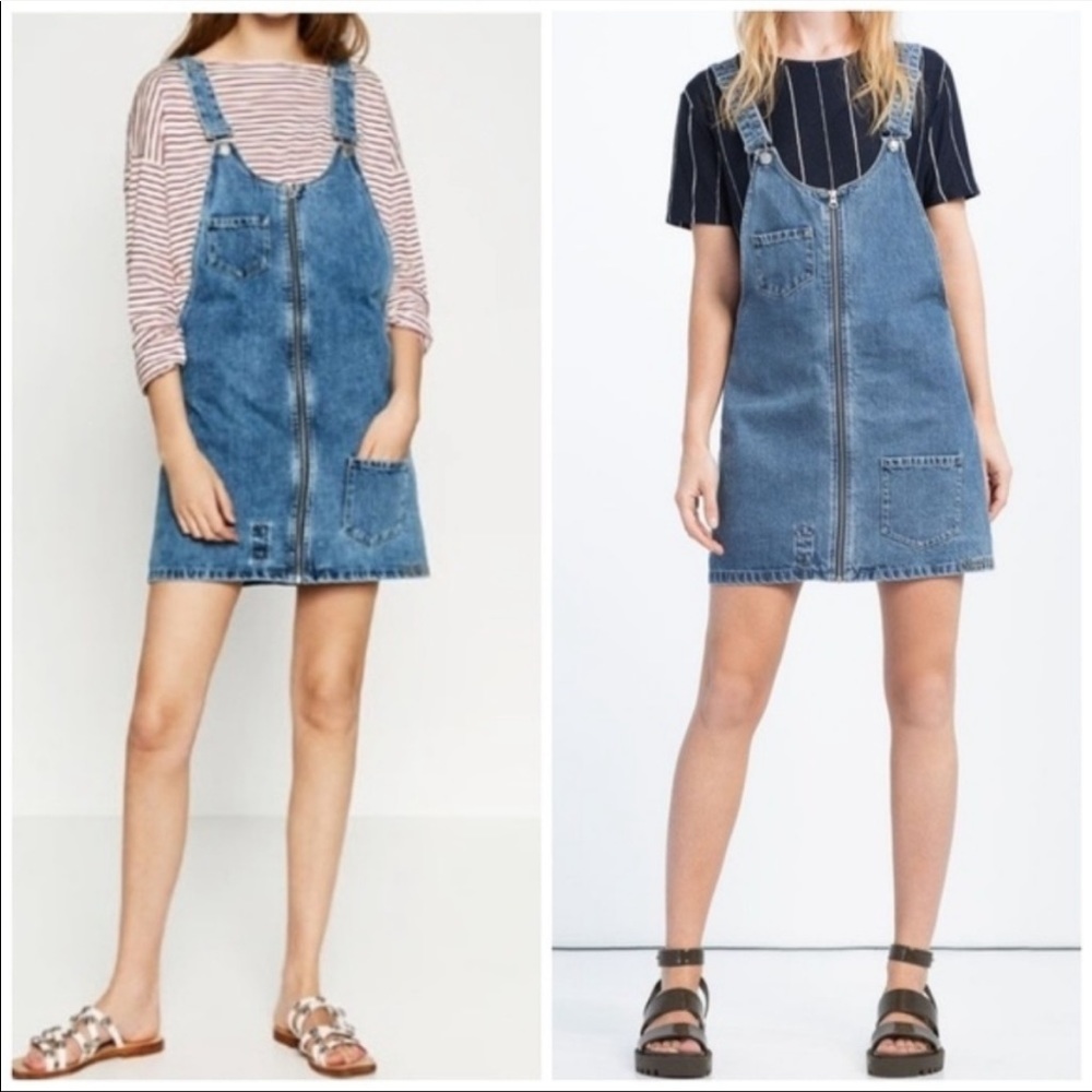 Zara Trafaluc Denim Pinafore Overall Sz. M